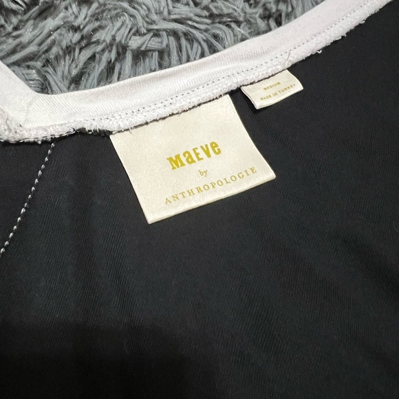 Anthropologie Maeve black striped tee sz M EUC - Picture 3 of 6